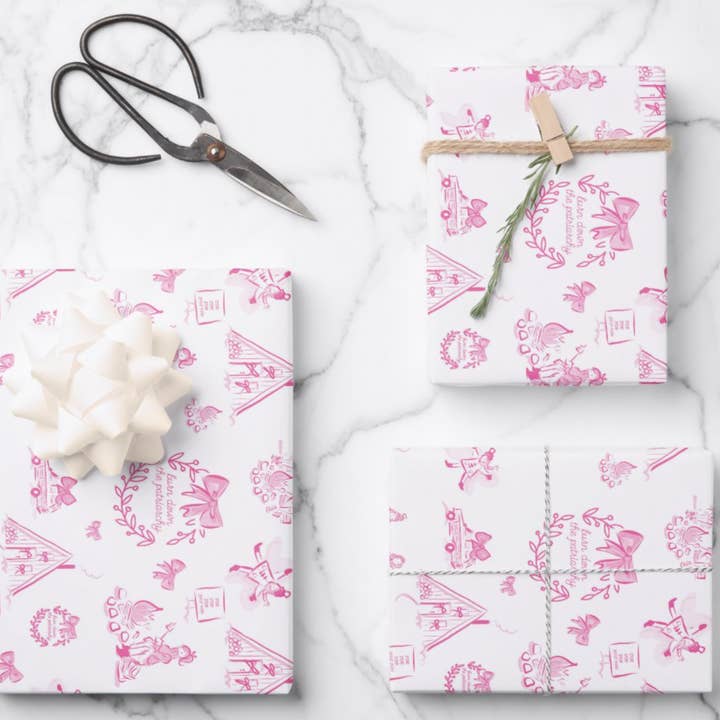Holiday Toile Burn Down the Patriarchy Gift Wrap Sheets for wholesale by Jennifer Vallez