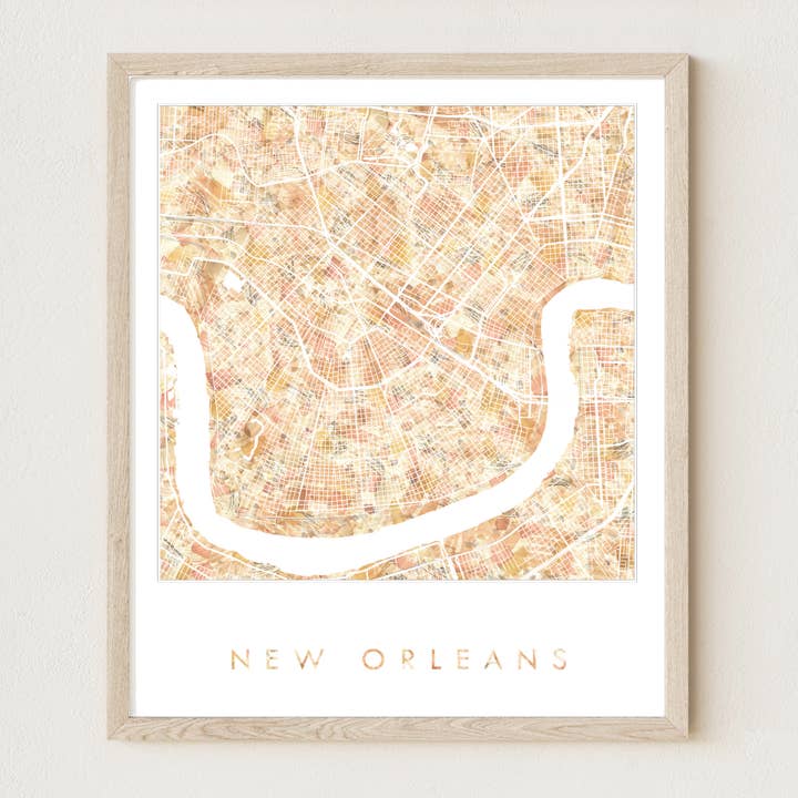 New Orleans Louisiana Painted Map ART PRINT for wholesale by Turn-of-the-Centuries