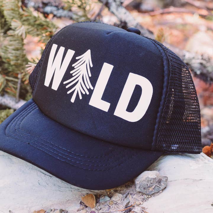 Made of Mountains - Wholesale Trucker Hat - Unisex - Kid WILD Tree Trucker Hat: Black