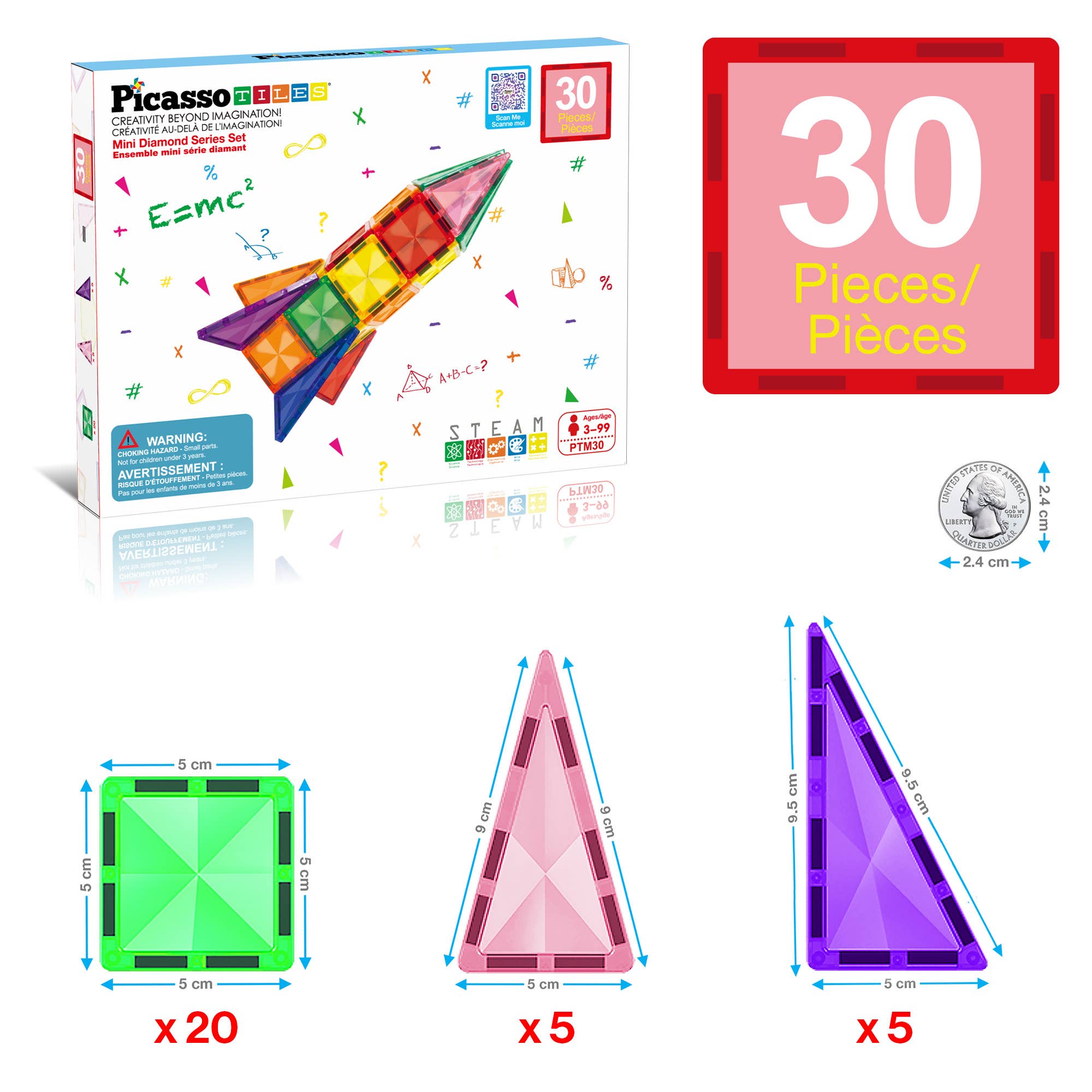 PicassoTiles - Wholesale Building Set - Kids - PicassoTiles 30pc Travel Size Magnetic Tile Building Set2