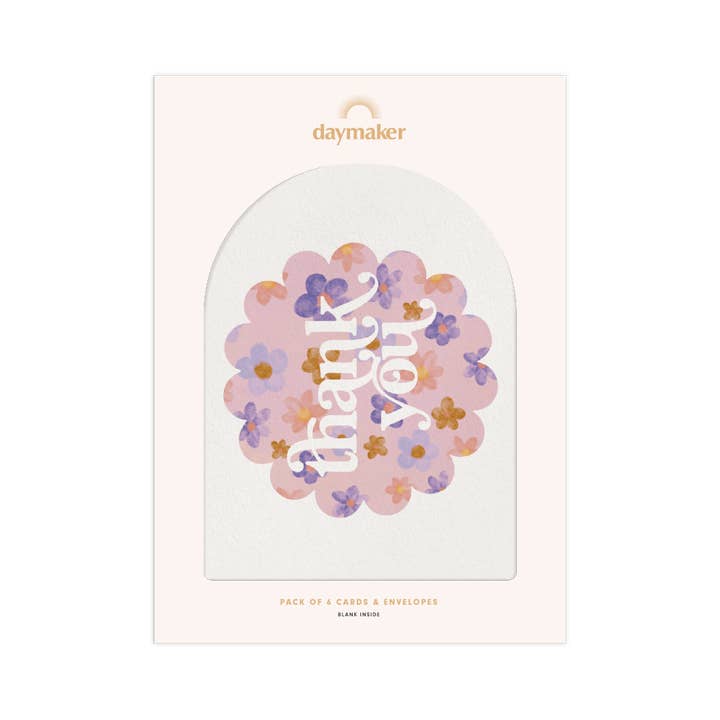 Thank You 'Blossoms' Boxed Card Set (6pk) for wholesale by Daymaker Stationery