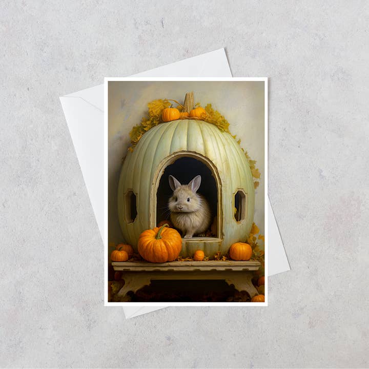 Rabbit House White Pumpkin Blank Card 35AS för wholesale av Salty Alyce