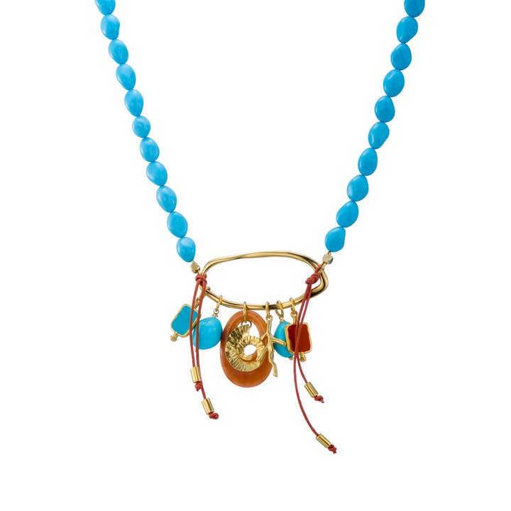 Schelpturquoise bedelketting voor wholesale door MARA MADE IN GREECE