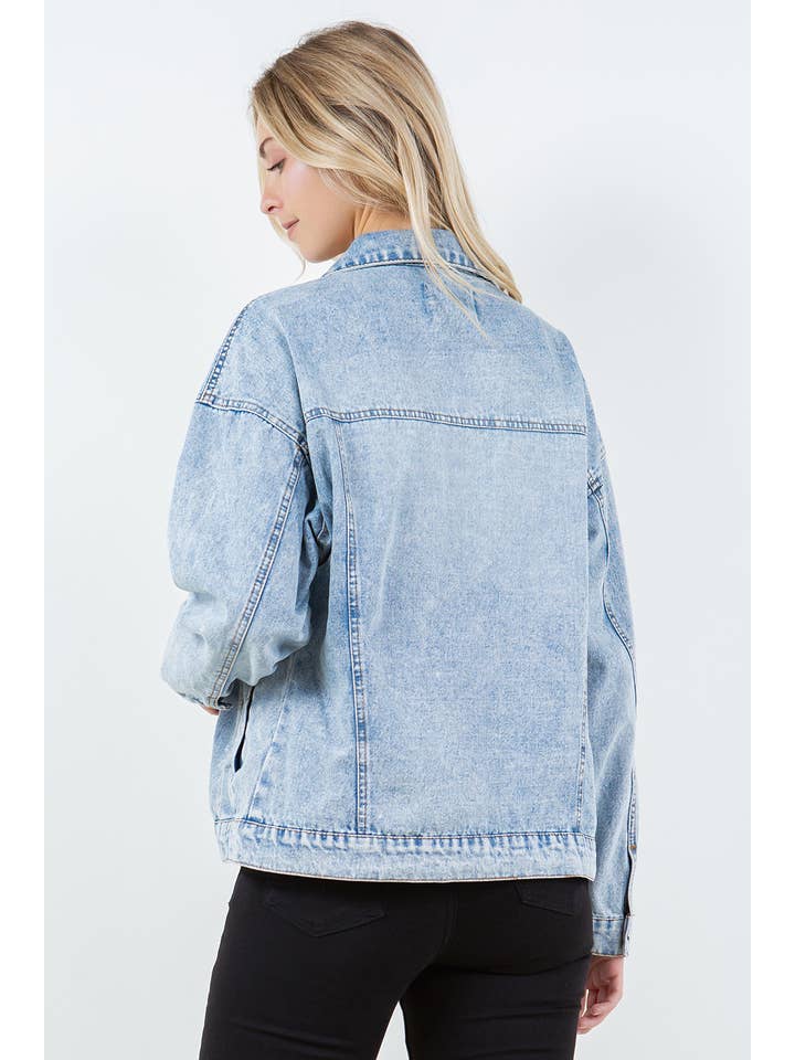 LT WASH Relaxed Denim Jacket, Oversized Denim Jacket for wholesale on Faire