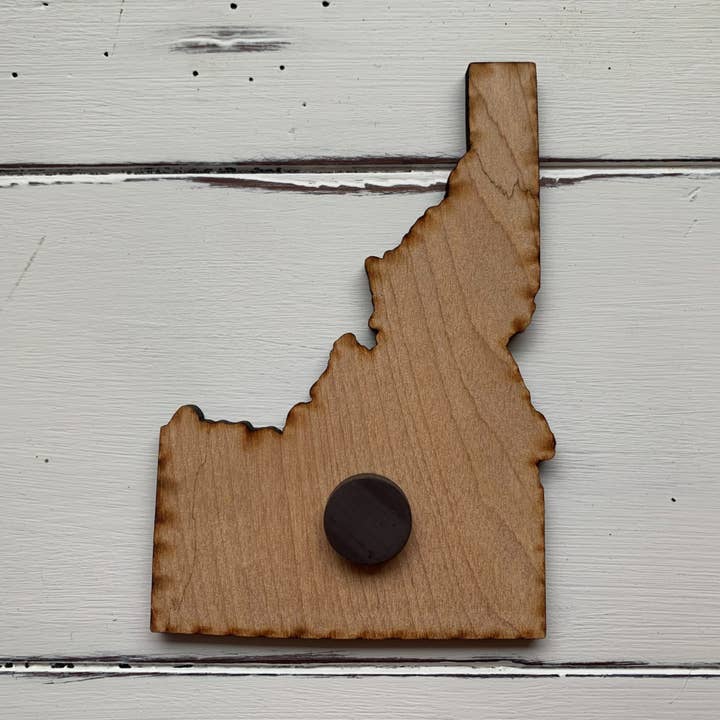 The HNB House – Íman por atacado – Ímã “Home” de madeira clara crua do estado de Idaho2