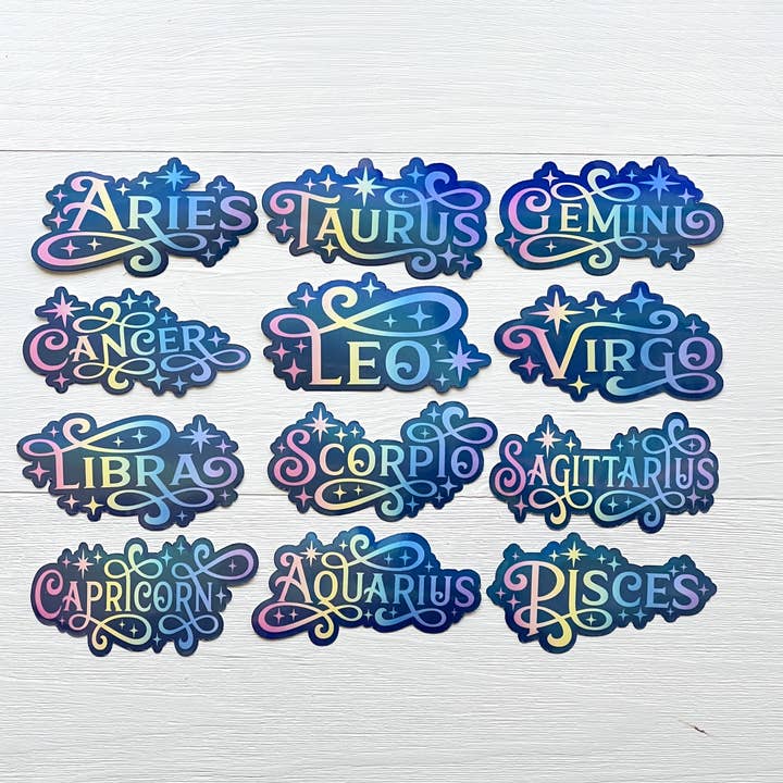 Holographic Zodiac Stickers for wholesale by 2Bisters