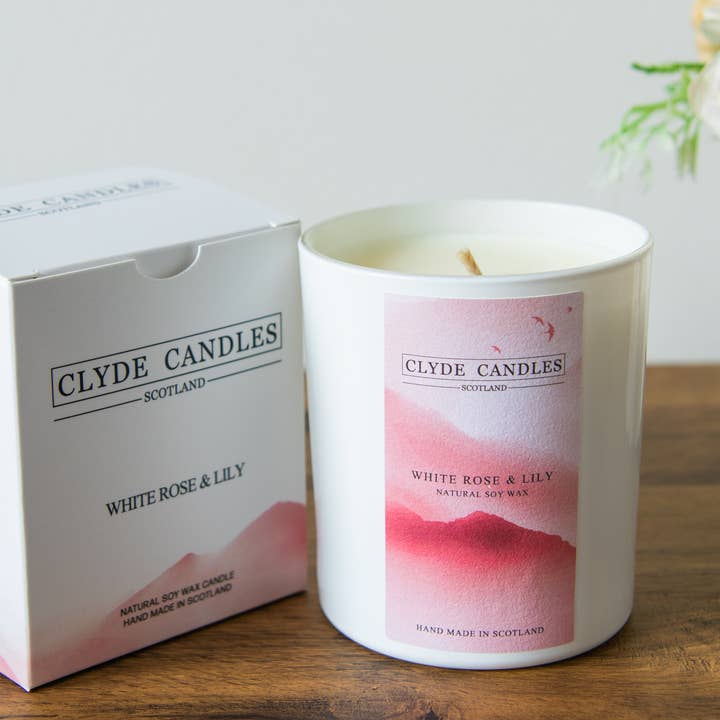 White Rose & Lily Gift Box Candle for wholesale by CLYDE CANDLES