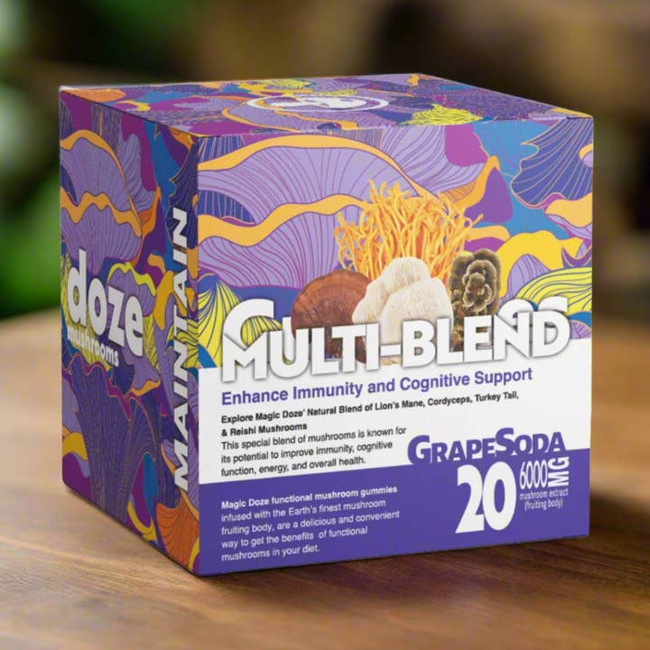 Multi-blend Paddenstoem Gummies (Druivensoda) - Onderhouden door Magic Doze™ voor wholesale door Magic Doze