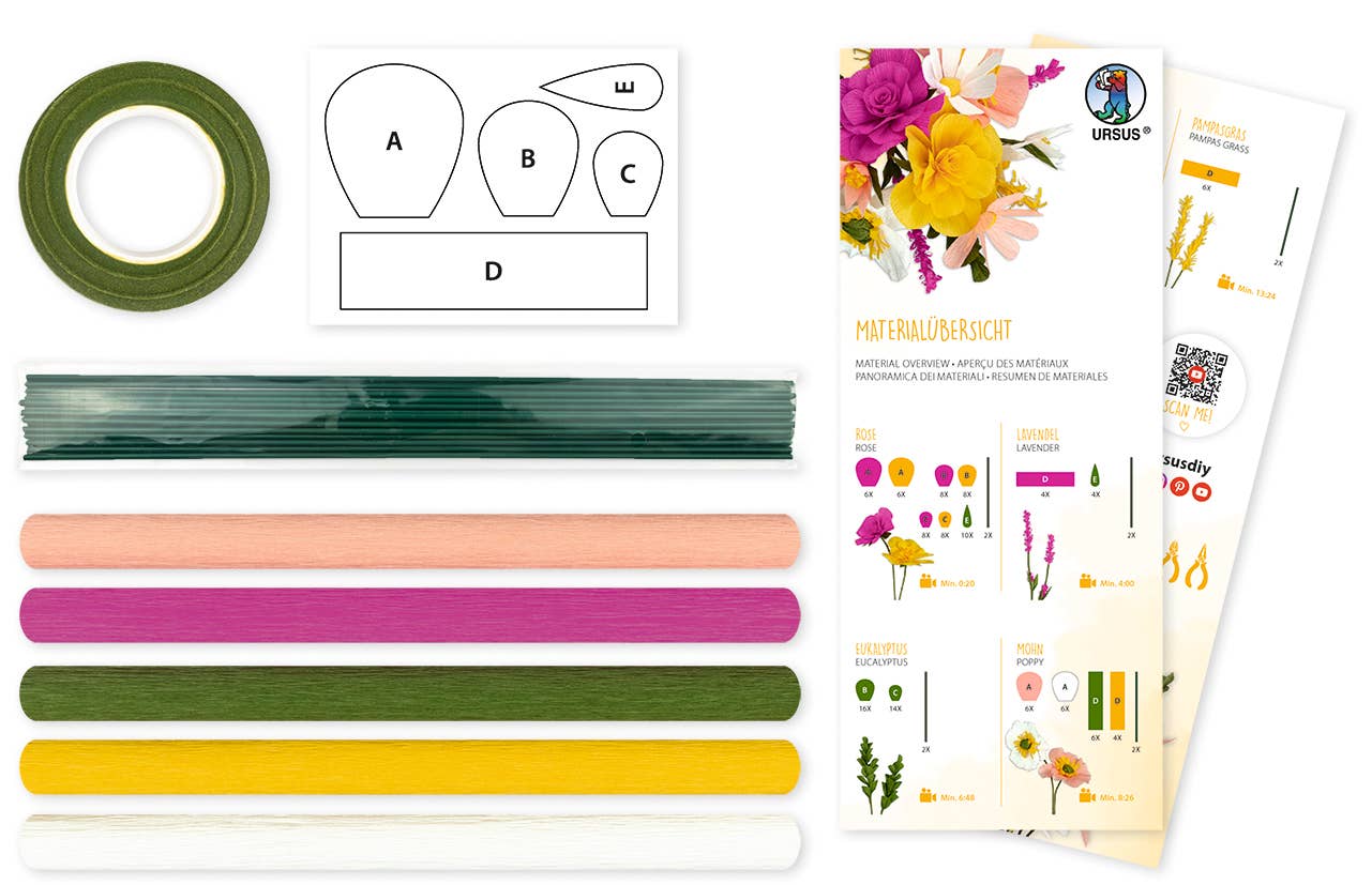 URSUS® / Buntpapierfabrik Ludwig Bähr GmbH & Co. KG - Vente Kit de bricolage - Kit DIY Fleurs en papier crépon "Jaune"1
