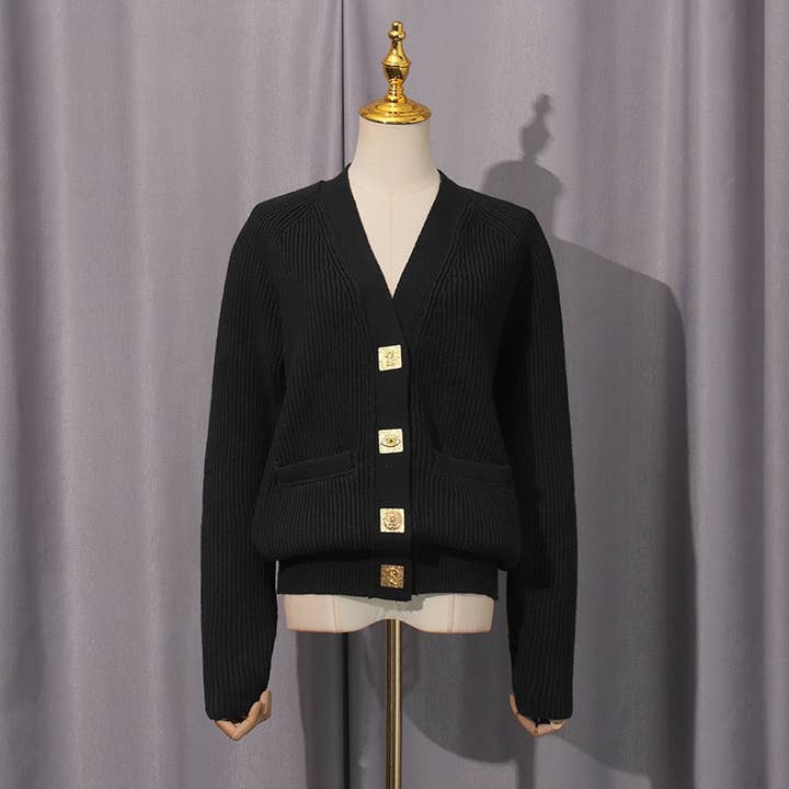 Productseeker - Wholesale Cardigan - Women's - JK176 Black Knit Cardigan with – Autumn Chic