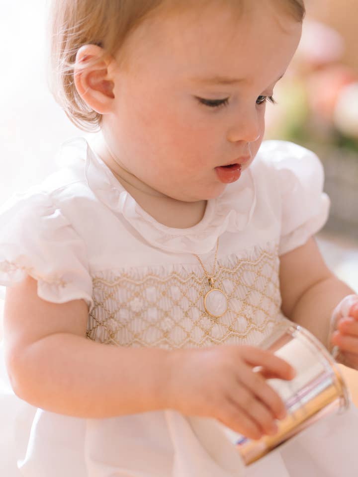 Colombe Gold Silk Ceremony Baby Bubble for wholesale by Antoinette Paris