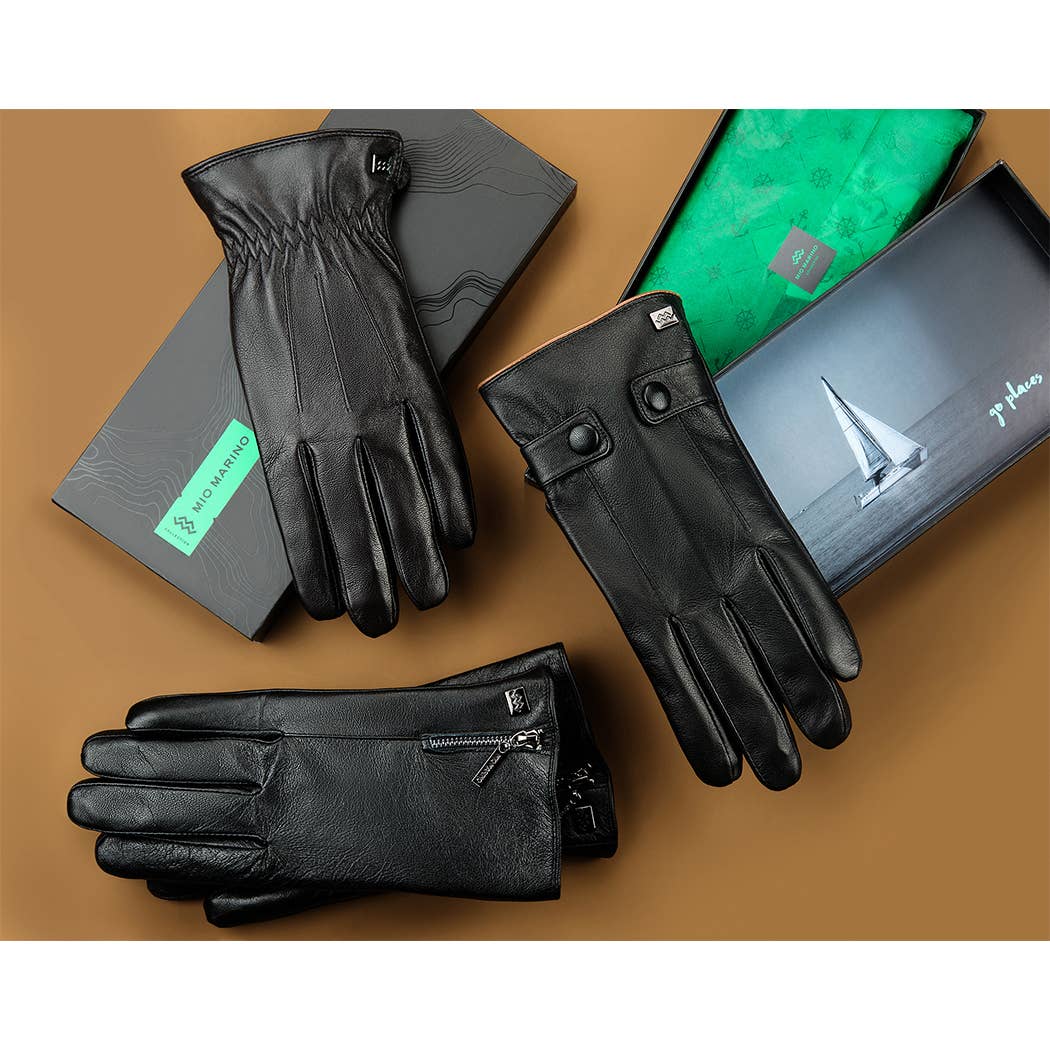 Mio Marino - Wholesale Gloves - Men's - Half Zipper Leather Gloves4