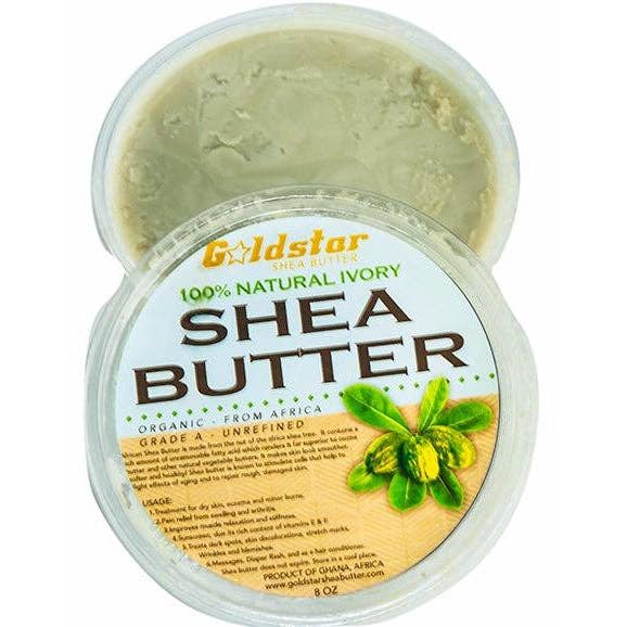 Goldstar Shea Butter - Wholesale Body Balm/Butter - Goldstar 100% Grade A, Raw, Organic, Virgin Unrefined Shea Butter (8 OZ)1