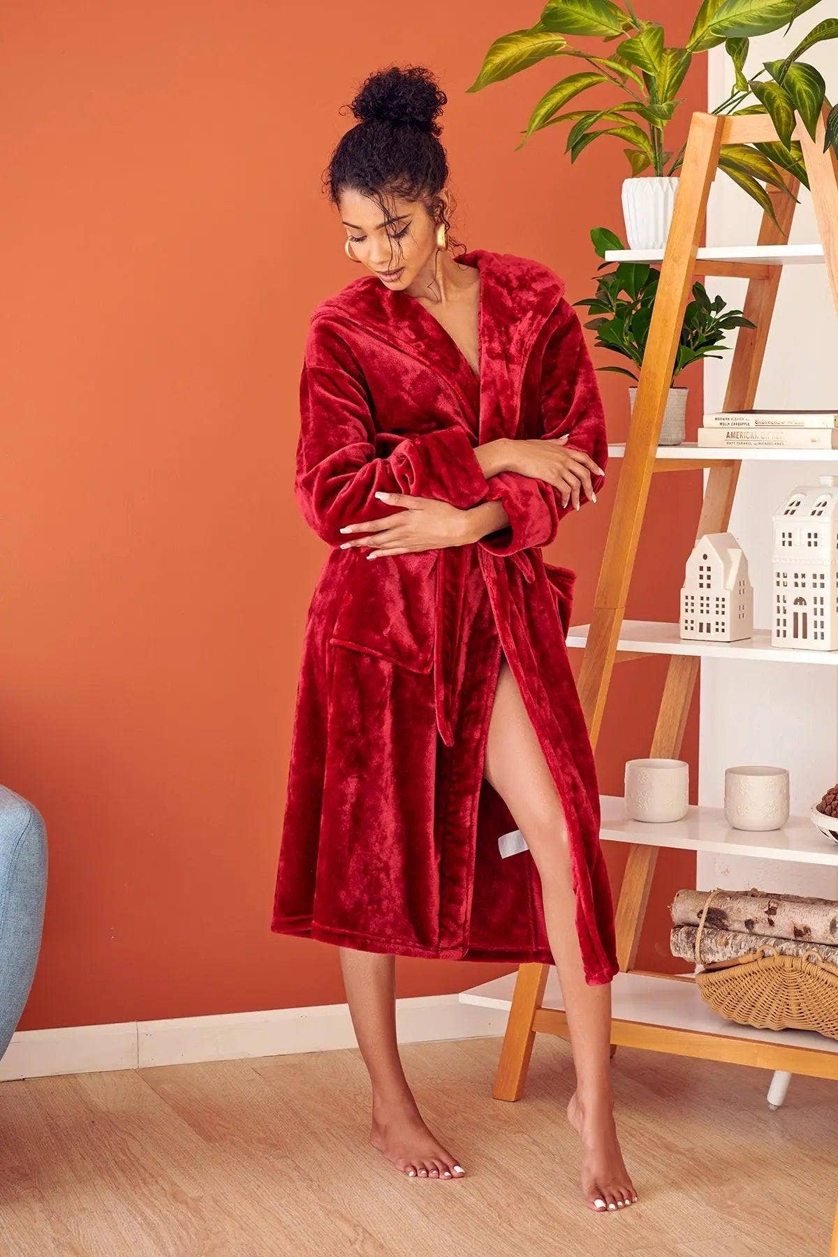 Lotus Linen - Wholesale Robe - Women's - Women’s Plush Hooded Robe - Spa-Worthy Comfort at Home24