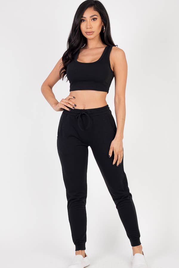 CAPELLA APPAREL – Großhandel Loungewear-Set – Damen – Kurzes Tanktop und Jogginghose aus französischem Terry0