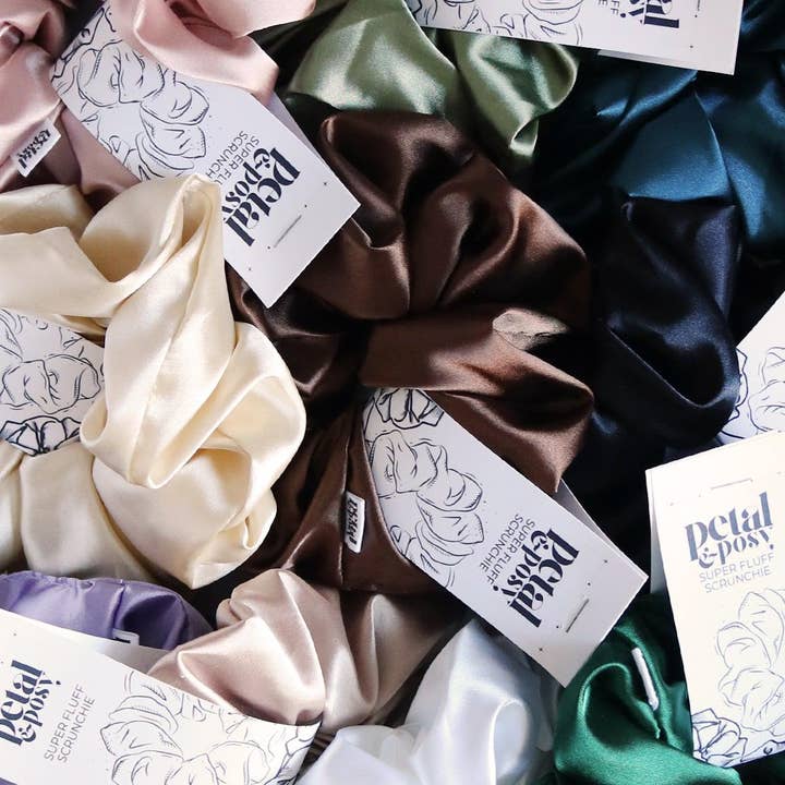 Petal & Posy - Wholesale Scrunchie - Women’s - Super Fluff Silk Satin Scrunchie in Sand3