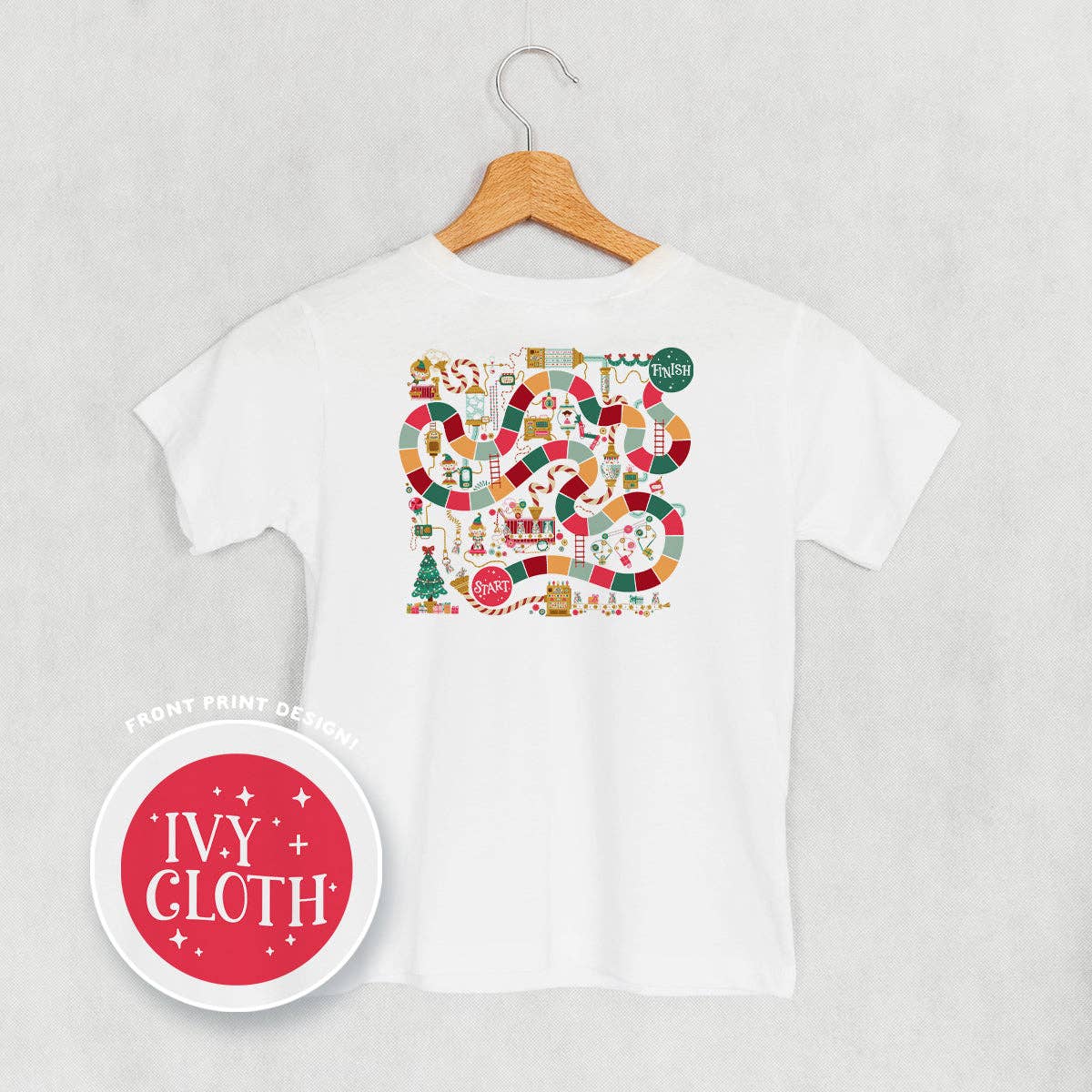 Ivy + Cloth - Wholesale Screen Printed T-Shirt - Kids - Holiday Board Game Doodle (Kids Back Print)4
