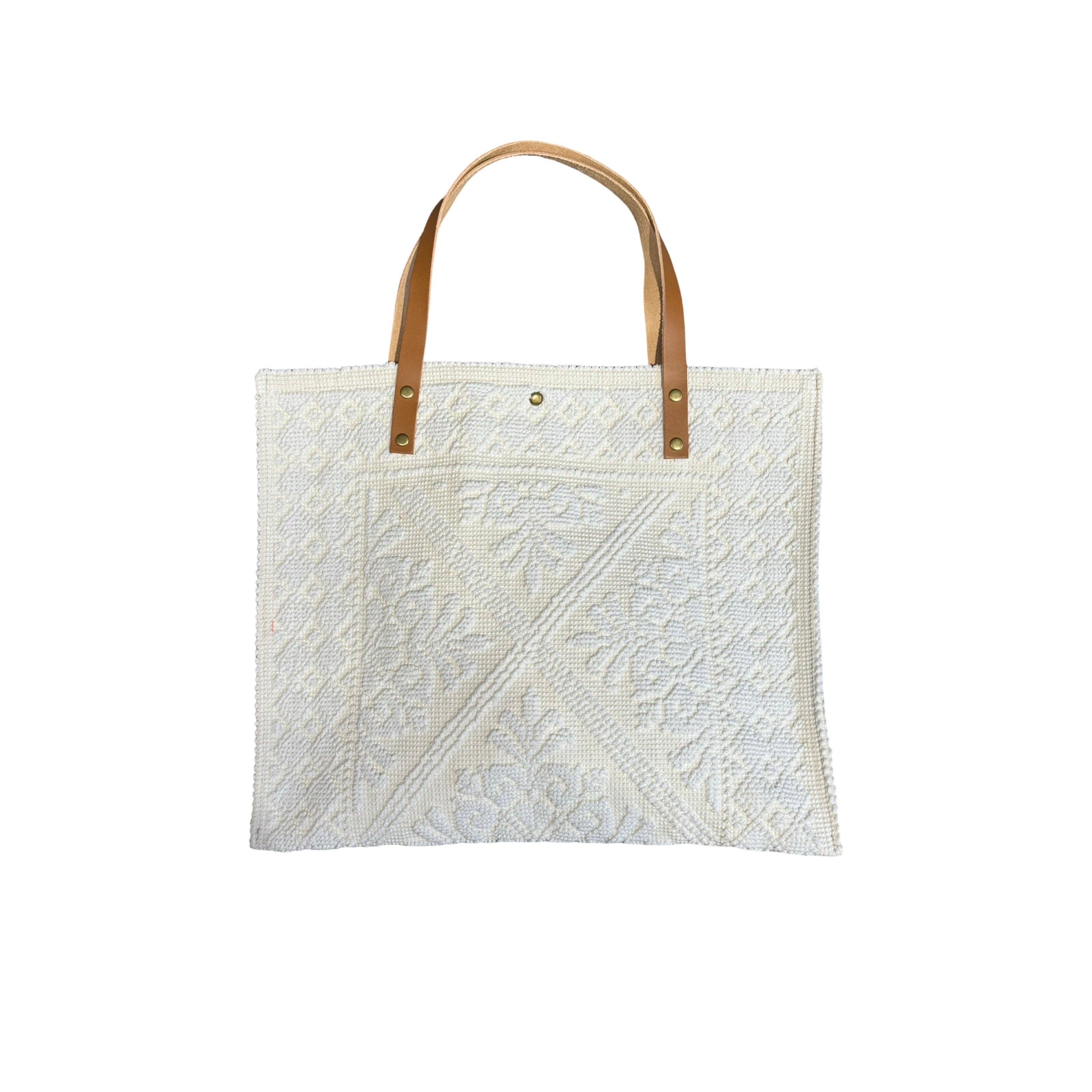 Louisa lee - Wholesale Shoulder Bag - Women's - LARGE TAPESTRY TOTE BAG TRIMMED WITH LEATHER2