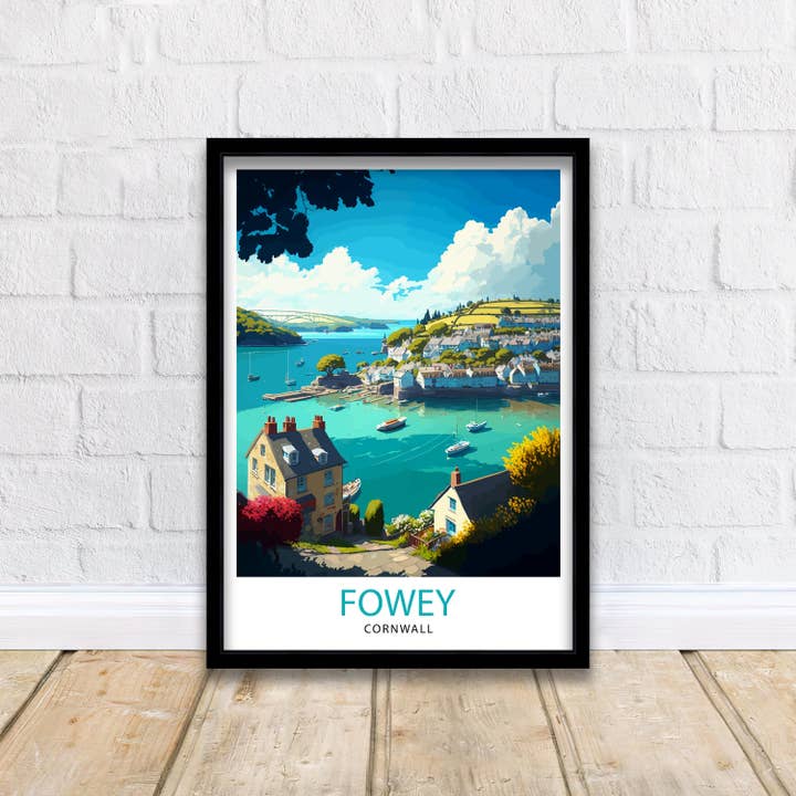 InkNPrintz – wholesale Art print – Fowey Cornwall Travel Poster Fowey Wall Art Fowey Home Decor Fowey Illustration Travel Poster Gift for Fowey Lovers, Cornwall4
