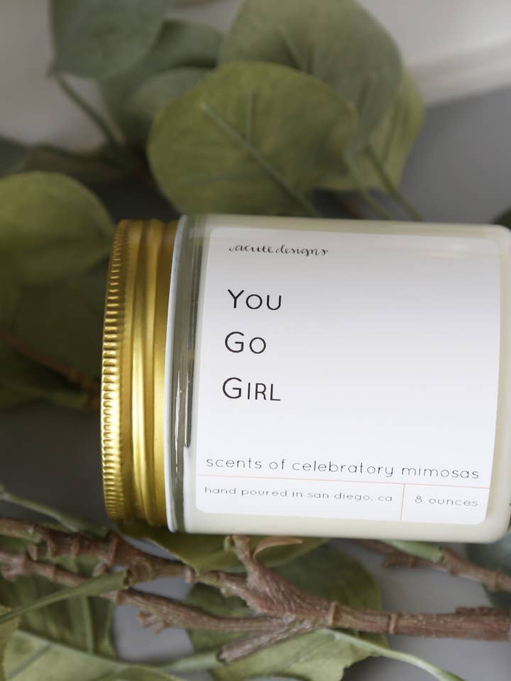 You Go Girl - Candela profumata motivazionale, 8 once per la vendita all'ingrosso da parte di Acute Designs