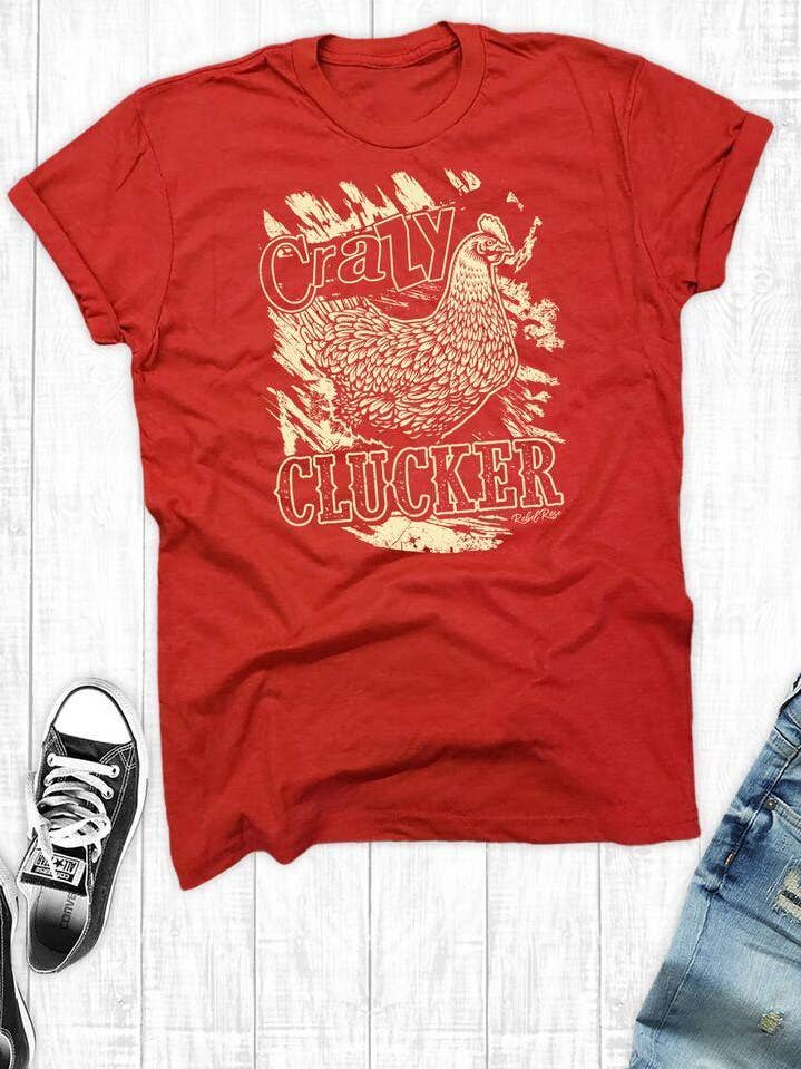 Rebel Rose - Wholesale Screen Printed T-Shirt - Women's - Crazy Clucker Red0