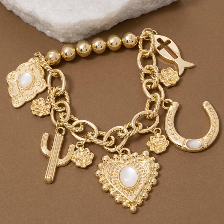 Blandat västerländskt tema charm kedjearmband för wholesale av The Looks by Fame Accessories