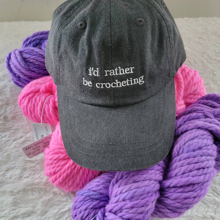 "i'd rather be crocheting" Baseball Hat for wholesale by Chippy's Knittery