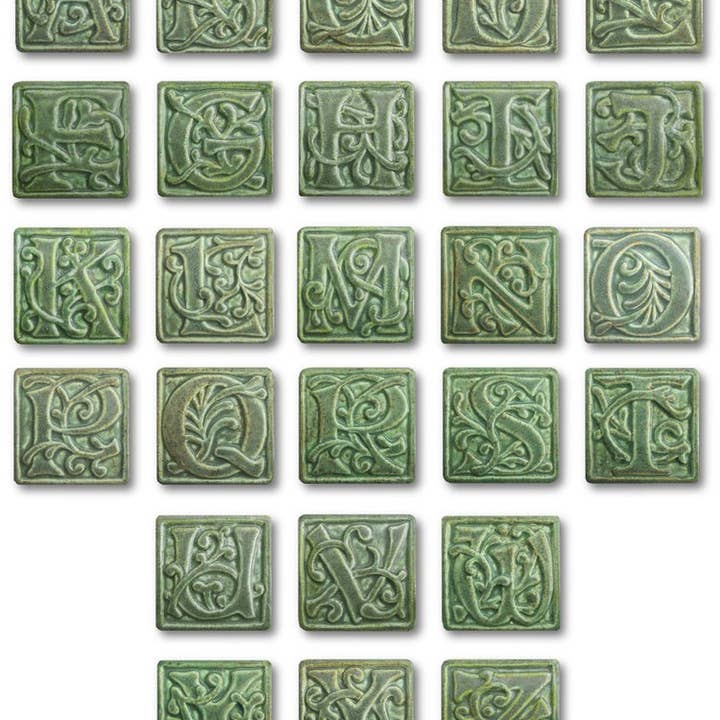 Whistling Frog Tile Inc. – wholesale Wall tile – Letter M Tile, William Morris Style 4x4"1