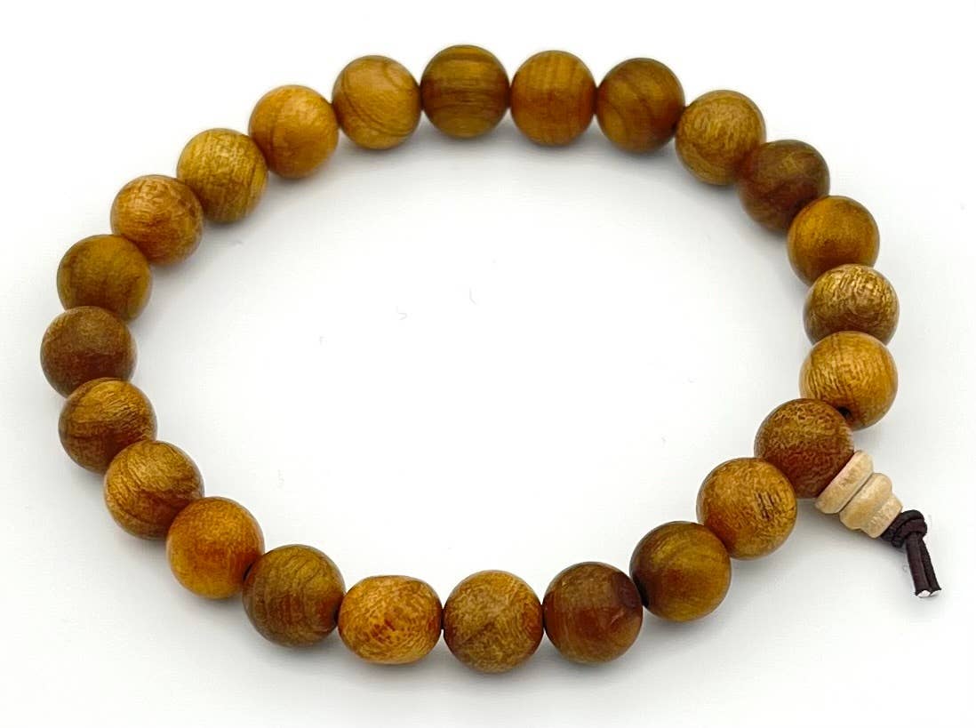 Namu Baru Inc. - Wholesale Beaded Bracelet - Large Size Gold Phoebe Wood Beaded Bracelet Wrist Mala 10mm2