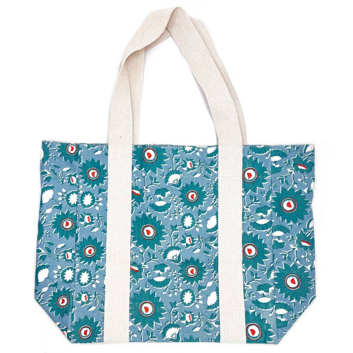 Anju Jewelry - Wholesale Tote Bag - Women's - Handcrafted Canvas Bag with Block-Printed Serene Petals