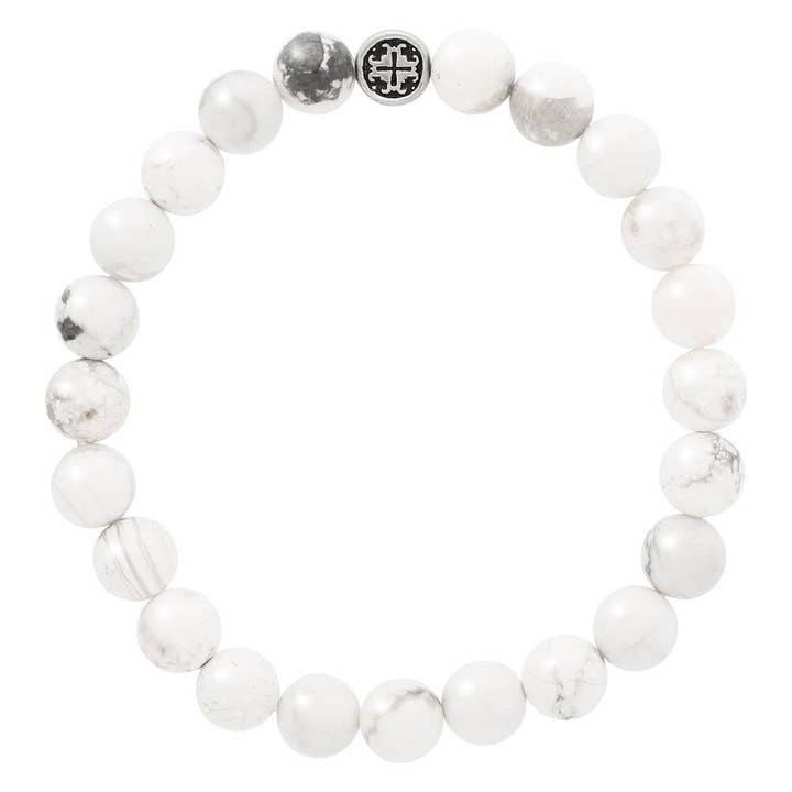 PACIÊNCIA: Pulseira Elástica Elástica Elástica Elástica Howlite Masculina Unissex por atacado de Mala and Mantra