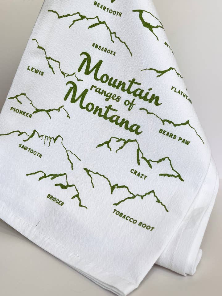 Mountain Ranges of Montana Kitchen Towel for wholesale by The Coin Laundry