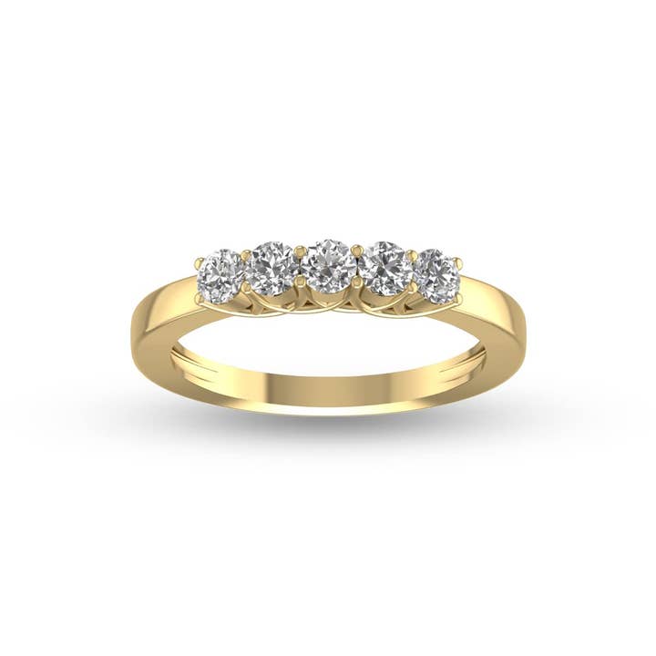TimeLe$$ Classics - Wholesale Multi-Stone Ring - 1/2 CTTW Five Stone Natural Diamond Wedding Band in 14K Gold