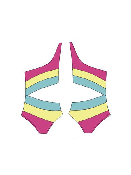 MULTI Piper one piece, one shoulder, side cut swimsuit for wholesale on Faire