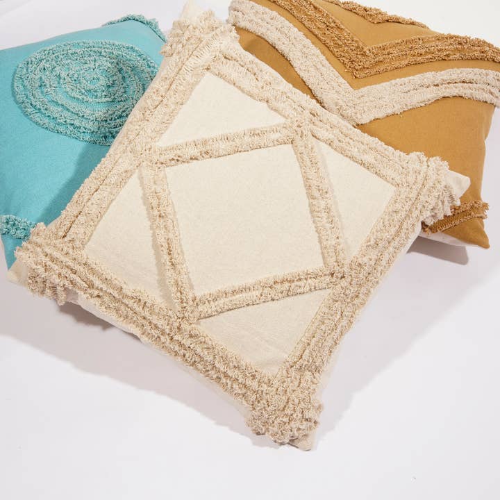 Linen Connections - Wholesale Throw pillow cover - Tassel Beige Fringe Moroccan Cushion2