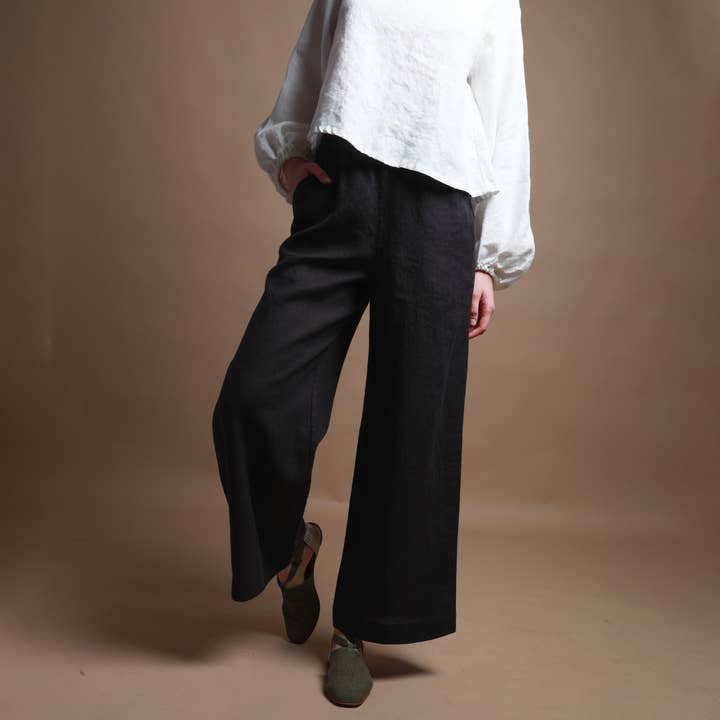 Knotium - Wholesale Pants - Women's - FLORENCE Straight Wide Leg Ankle Linen Pants5