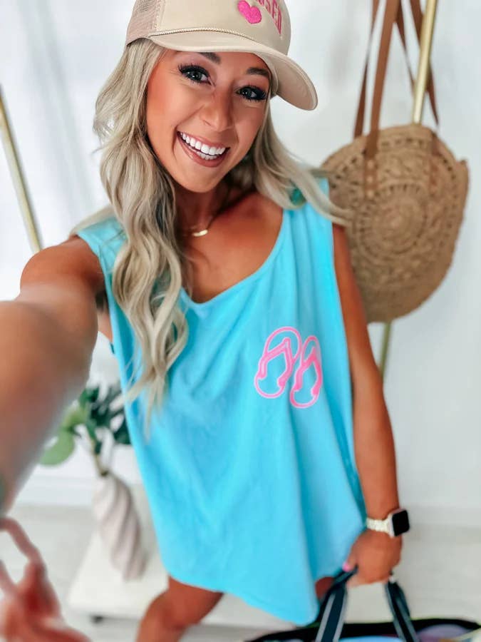 Flip Flops Lagoon Blue Grafisk Tank for engroshandel hos birdie