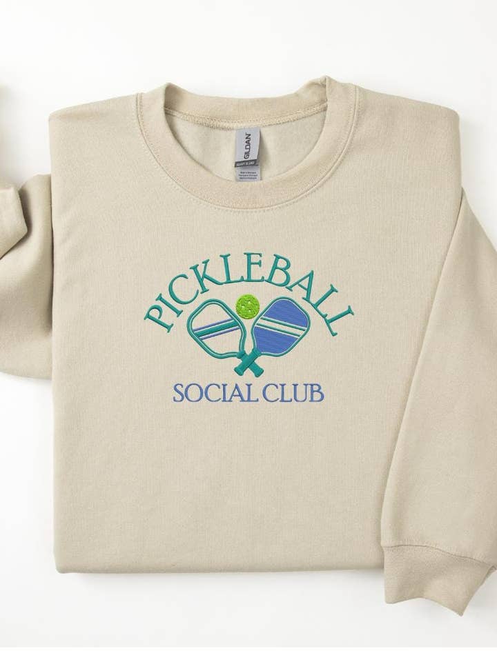 Pickleball Emroidered Crewneck Sweatshirt for wholesale by Totally Iced Out