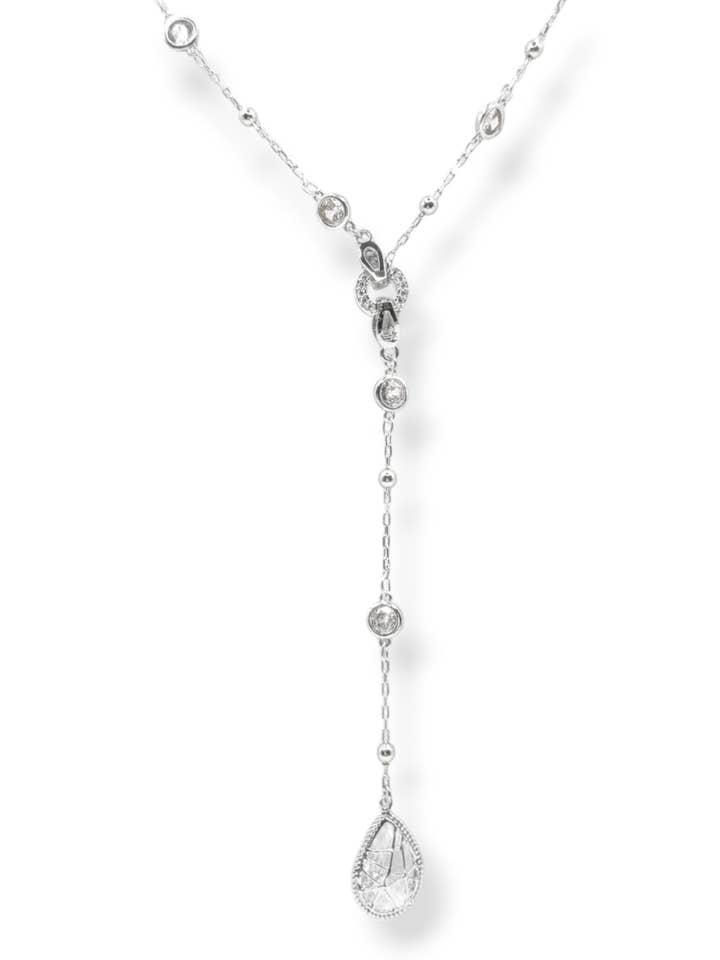 Reed Crystal Teardrop Charm Lariat Necklace for wholesale by Ariel Taub