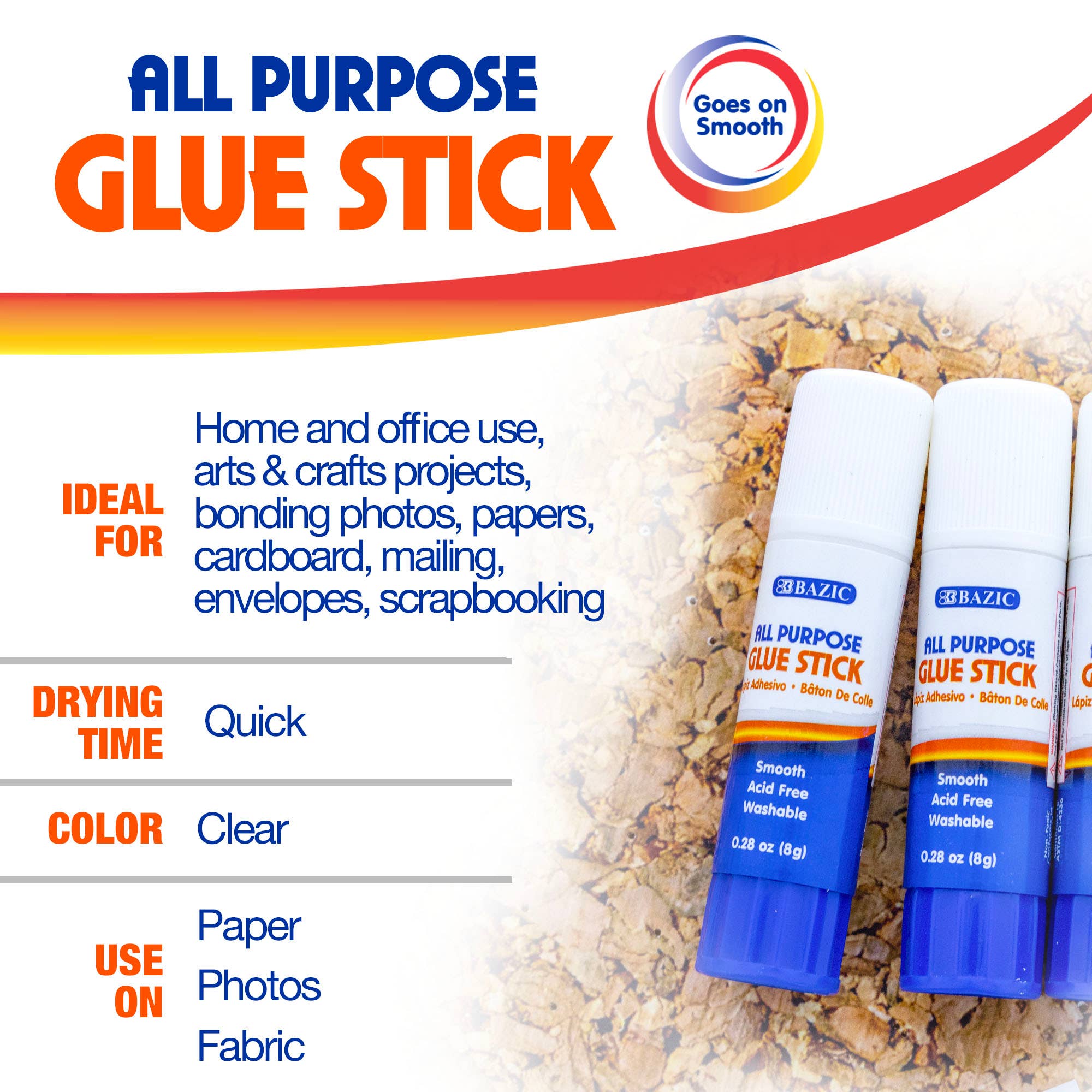 BAZIC Products - Wholesale Glue - Glue Stick Premium Pack 0.28 oz (8g)3
