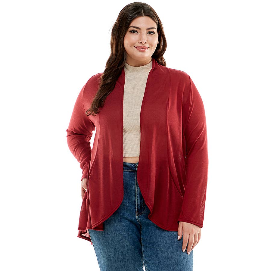 Azules Clothing – Großhandel Strickjacke – Damen – AJK-3016HCX-Plus-Damen-Strickjacke mit langen Ärmeln und Rüschen2