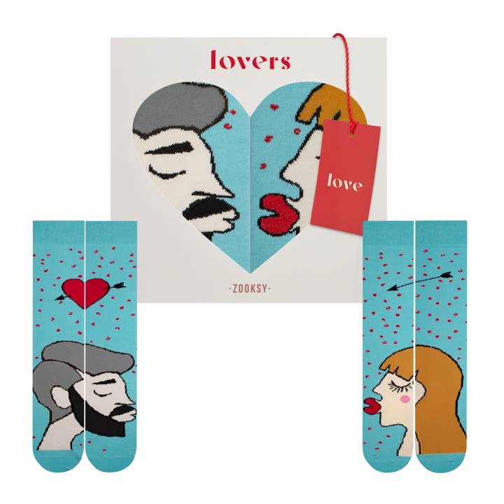 Personligt Strømpesæt til Par - Mørk Blond og Sort for engroshandel hos ZOOKSY SOCKS