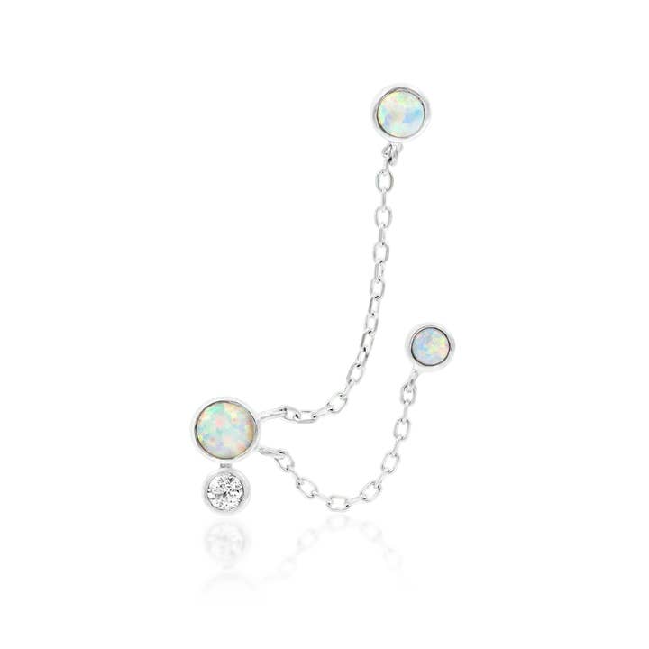 Piercing-zone - Wholesale Single Earring - Mei Chains – 14K Gold, Opal & CZ Threadless End6
