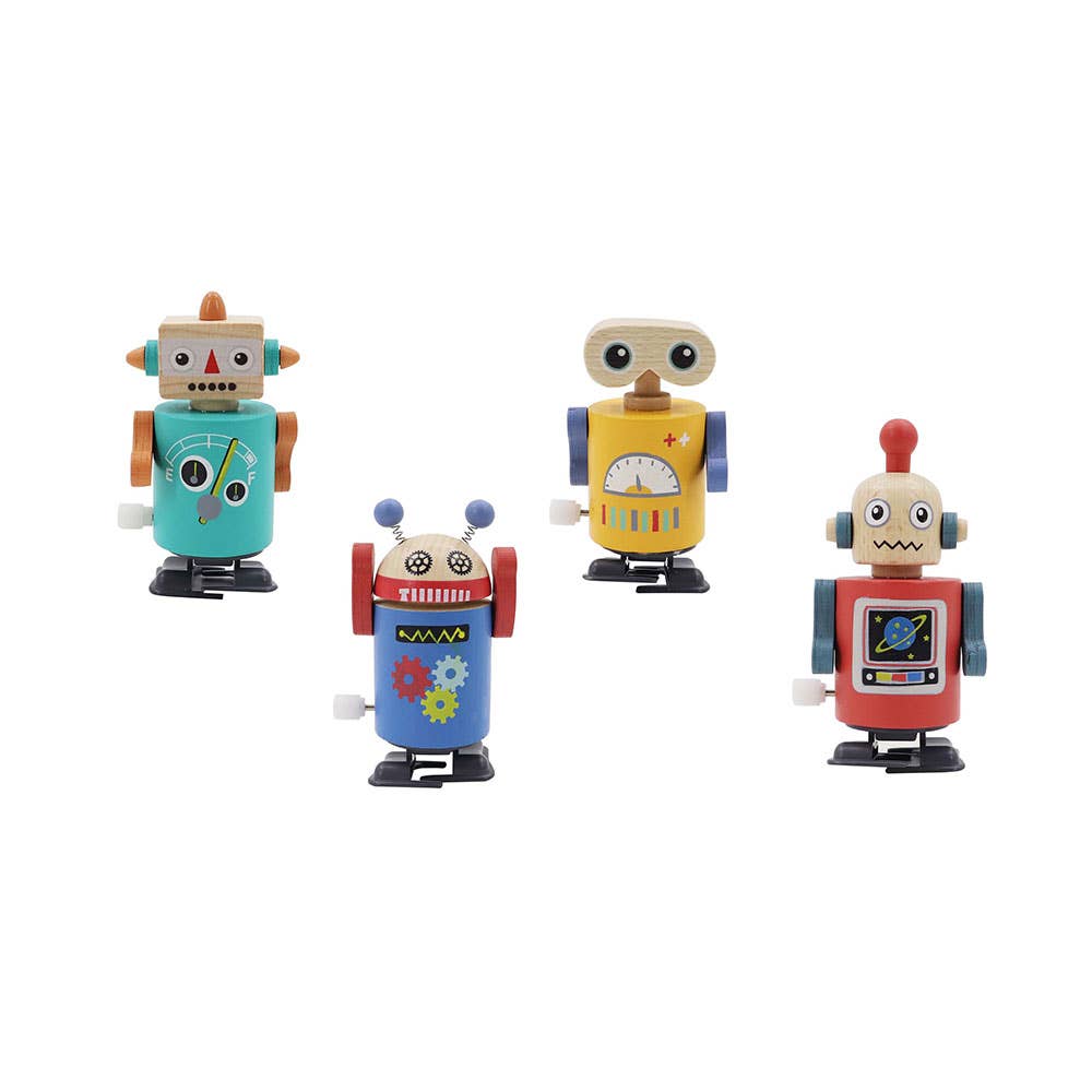 AJ Aguiar - Wholesale Classic Toy - Kids - Wooden Wind-Up Robots Exp.124