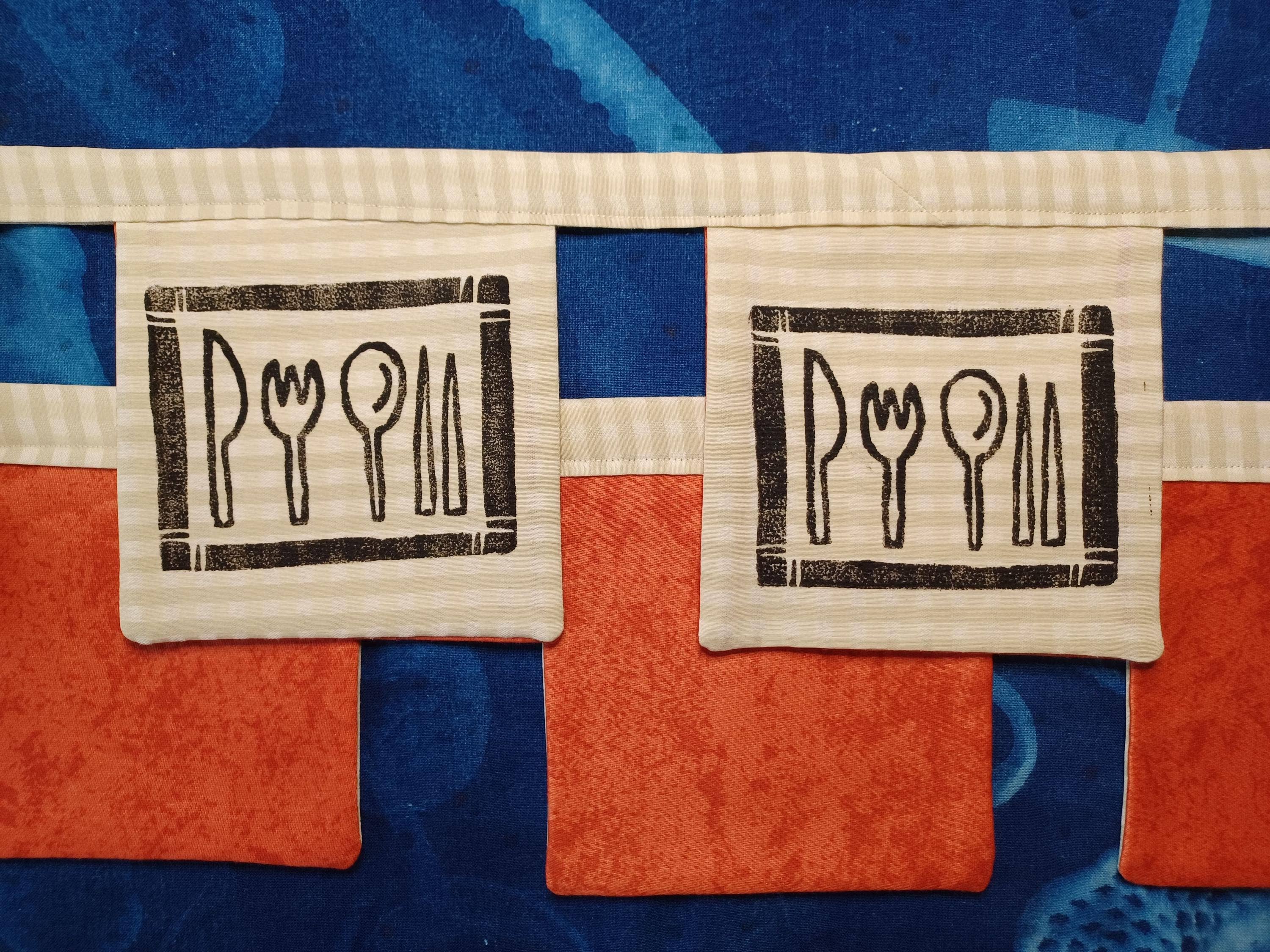 Larisanjou - Wholesale Bunting/Garland - Buen Provecho Bunting: Linoprint Textile Art - Foodie Decor1