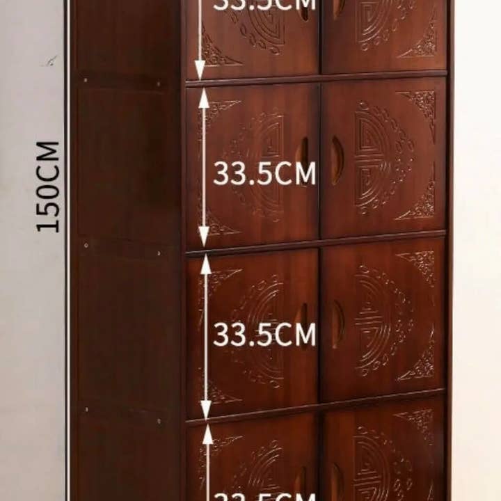everythingbamboo - Wholesale Bookcase - Bamboo Bookcase Bookshelf Cabinet Shoe Case Storage Organizer With Doors Antique Style25