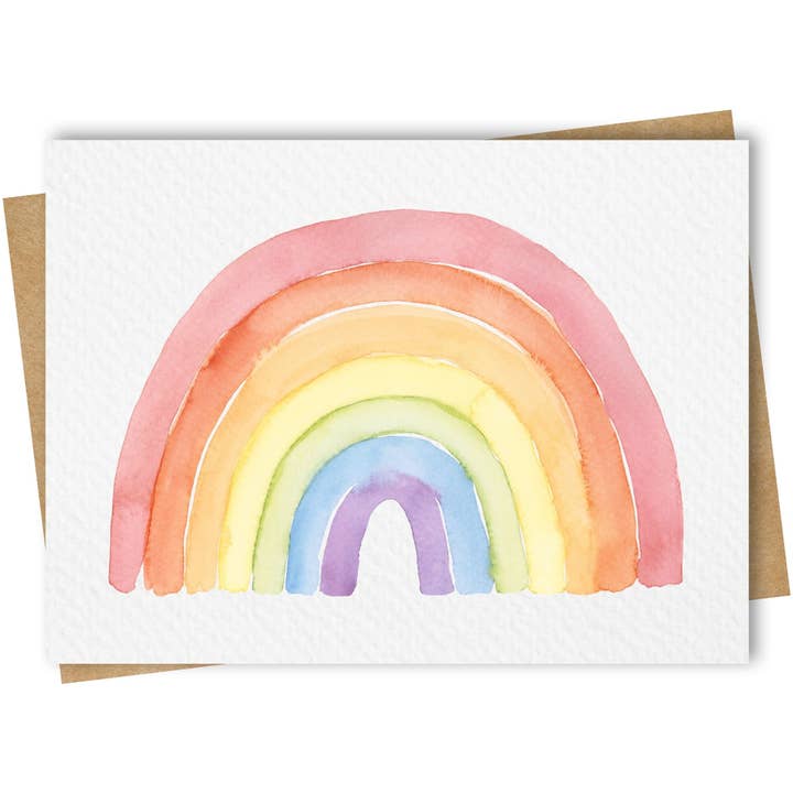 Paper Kuts - Wholesale Everyday Greeting Card - Watercolour Rainbow Card, Includes Kraft Envelope