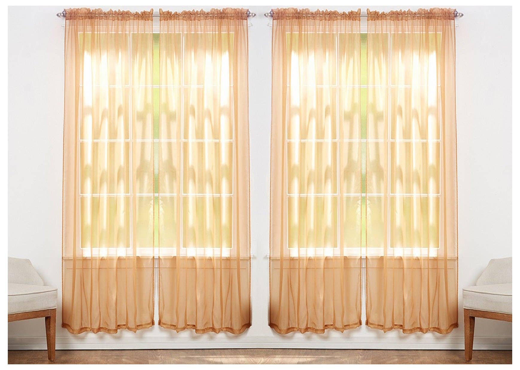 J&V TEXTILES - Vente Rideaux - J&V TEXTILES Lot de 4 panneaux de rideaux de fenêtre transparents21