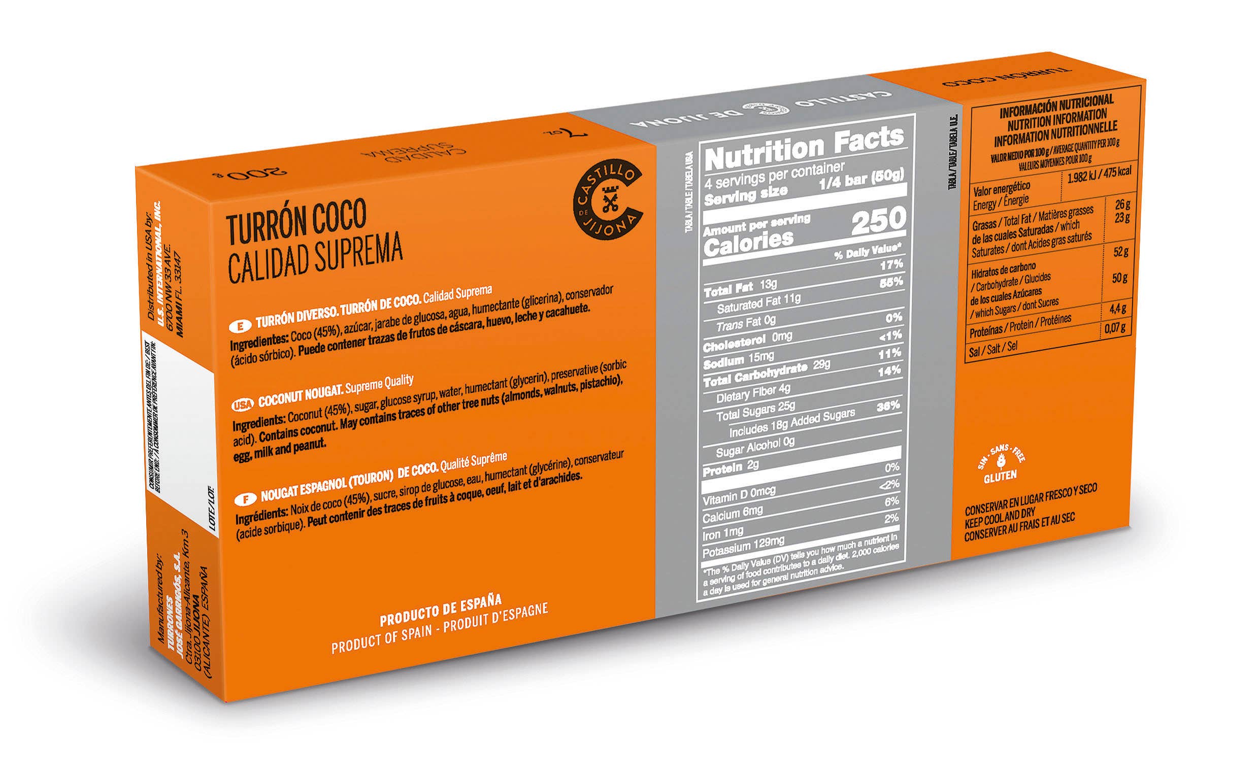 CASTILLO DE JIJONA - Wholesale Nougat - Supreme Quality Coconut Nougat (200g)1