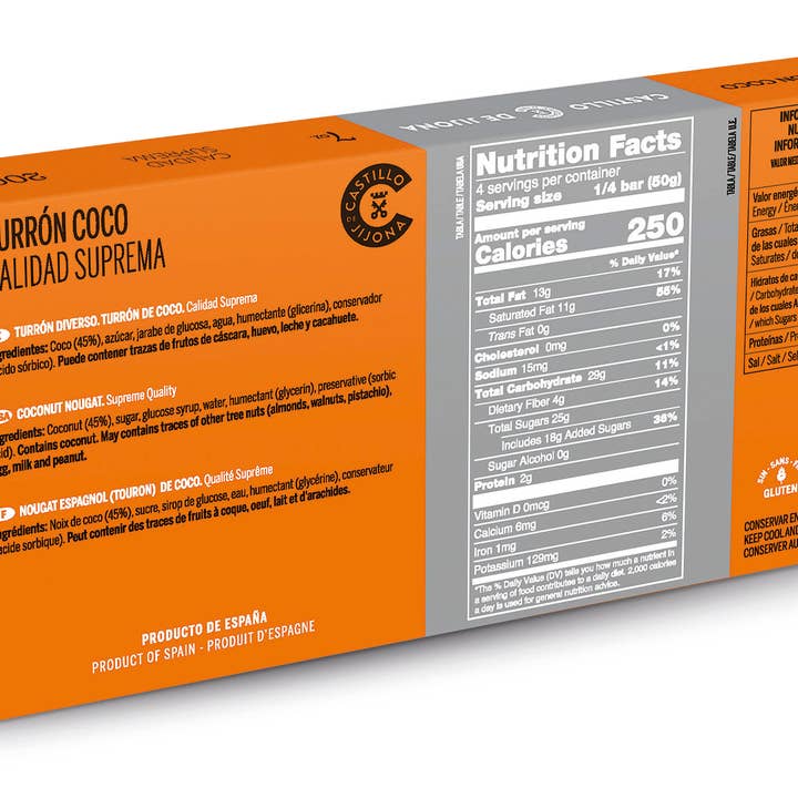 CASTILLO DE JIJONA - Wholesale Nougat - Supreme Quality Coconut Nougat (200g)1
